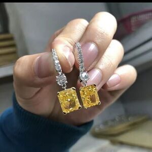 Elegant Yellow and Silver Drop Earrings